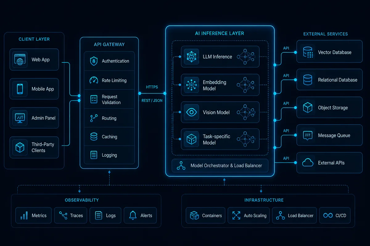 Arhitectură module AI — API-uri și noduri de inferență