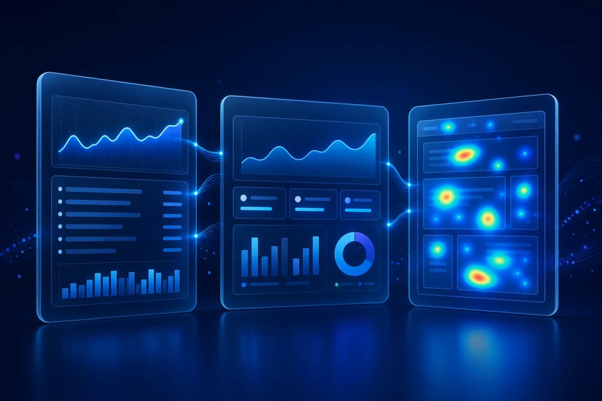 Ilustrație abstractă despre Search Console, Analytics și Clarity