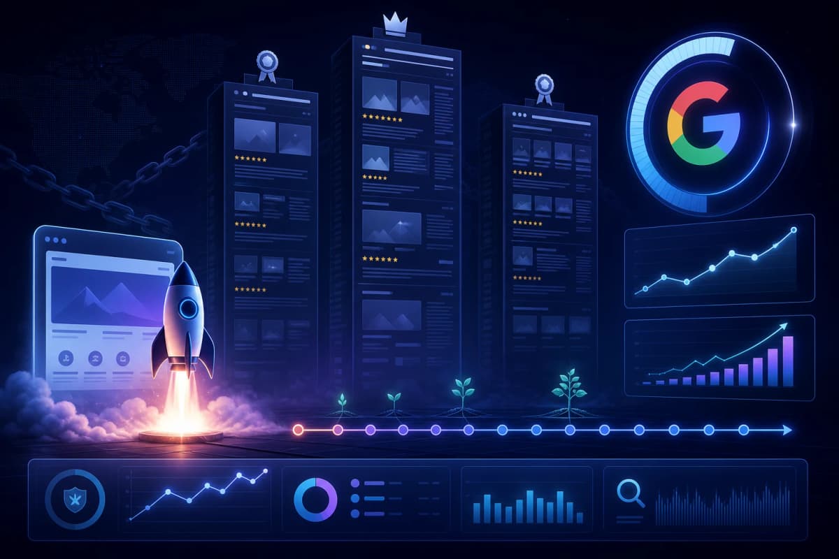 Ilustrație despre site nou optimizat care încă nu are vizibilitate în Google