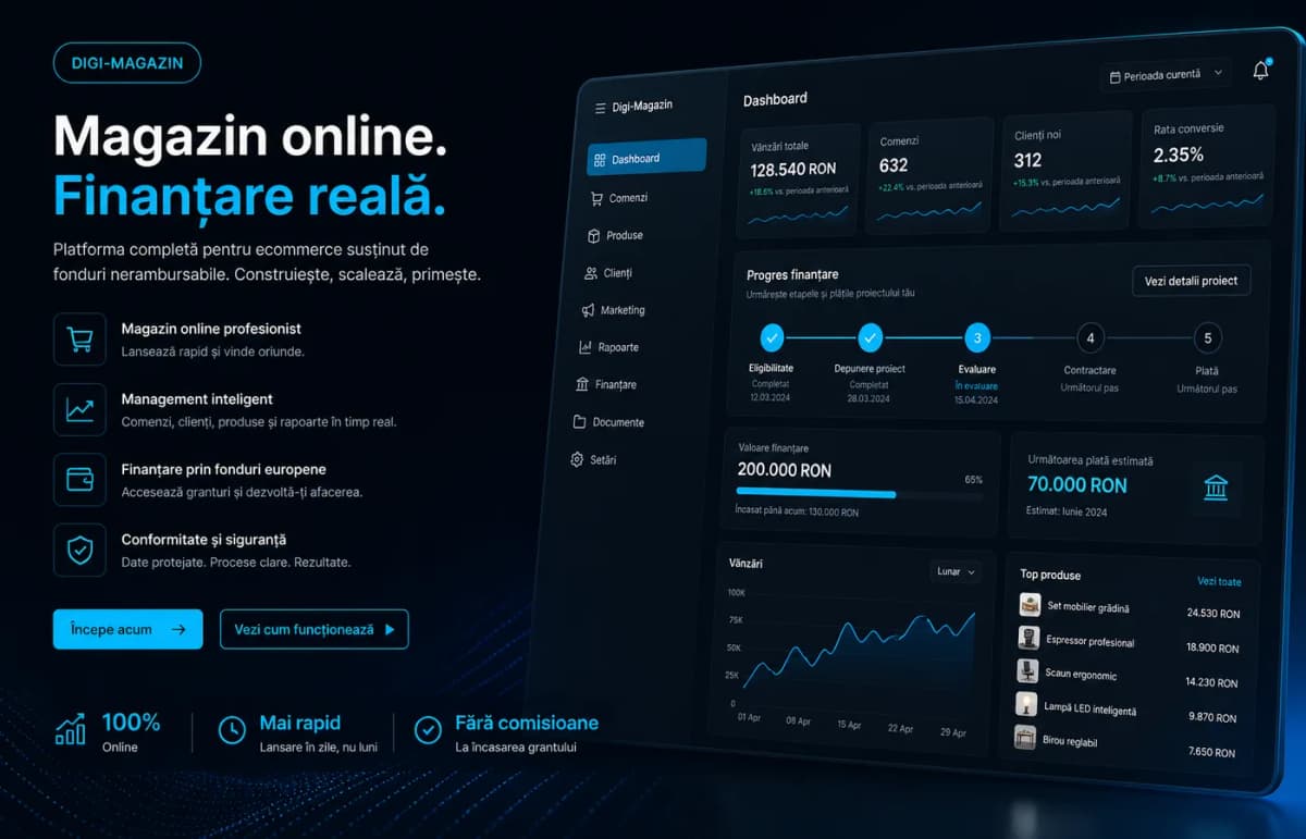 Magazin online cu fonduri europene — ecommerce eligibil la finanțare