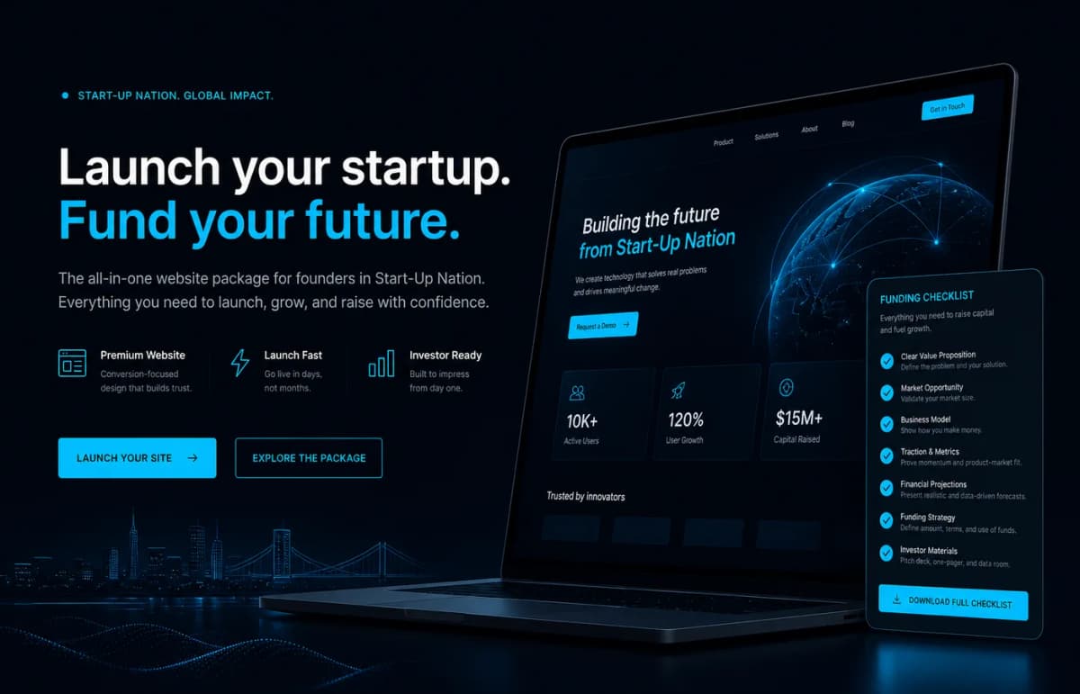 Site Start-Up Nation — pachet website pentru proiect de finanțare