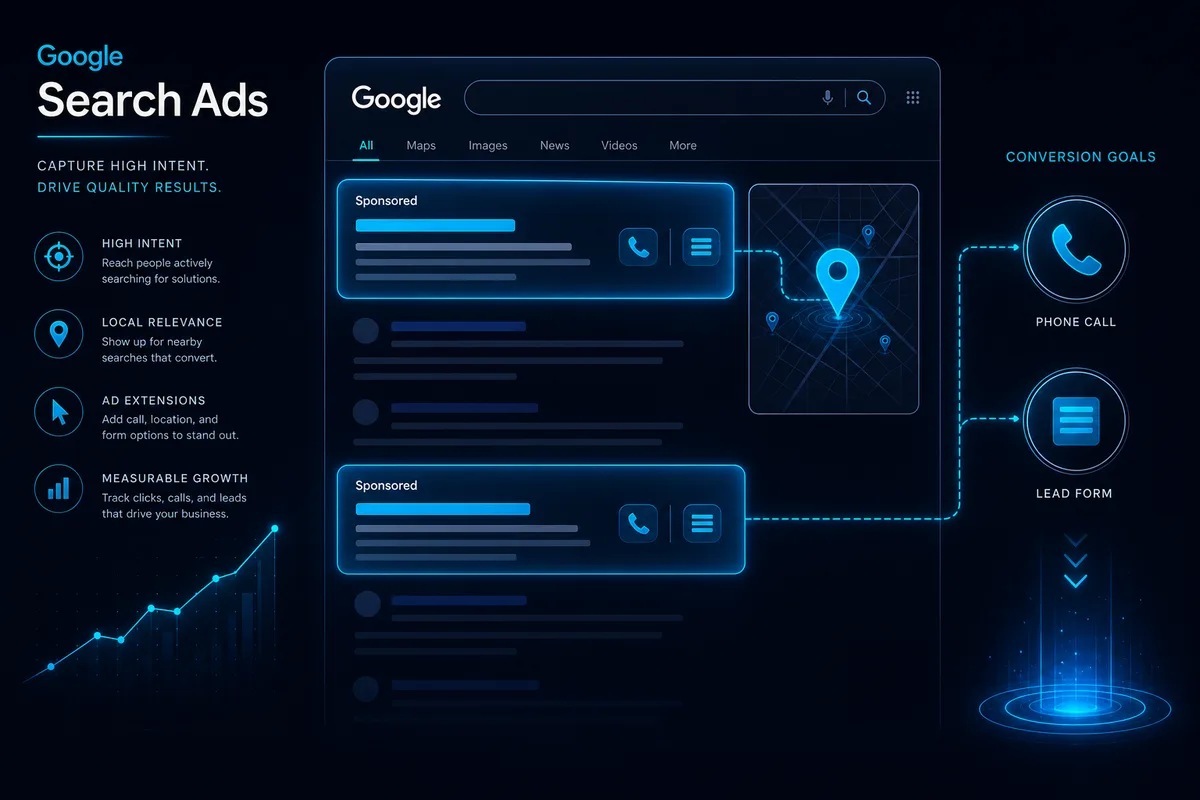 Campanii Google Search Ads — apariție când clienții caută serviciile tale