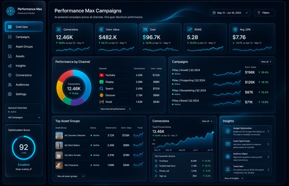 Performance Max PromoNet — campanii Google Ads multi-canal optimizate