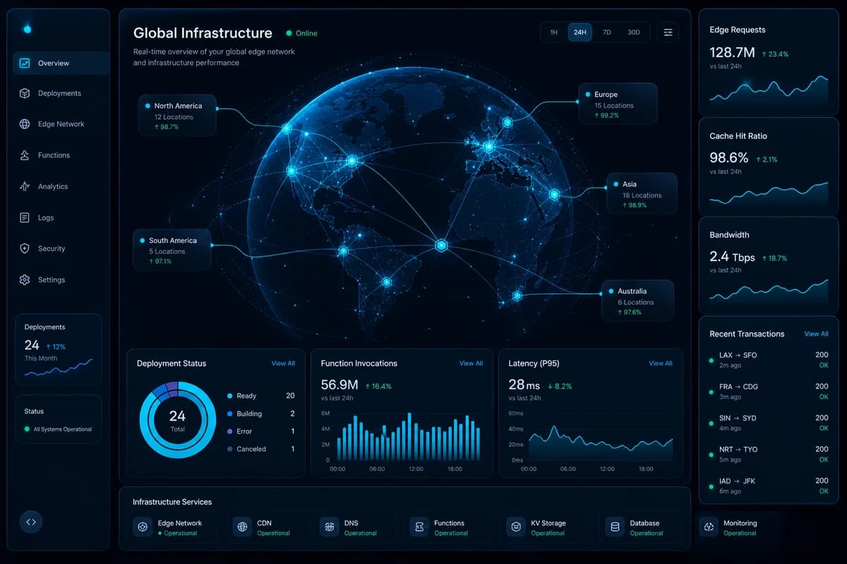 Infrastructură Vercel și Cloudflare — edge network și CDN global