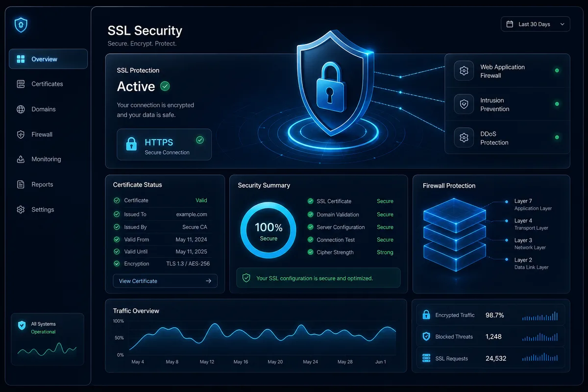 Securitate SSL și firewall — certificat HTTPS inclus în hosting