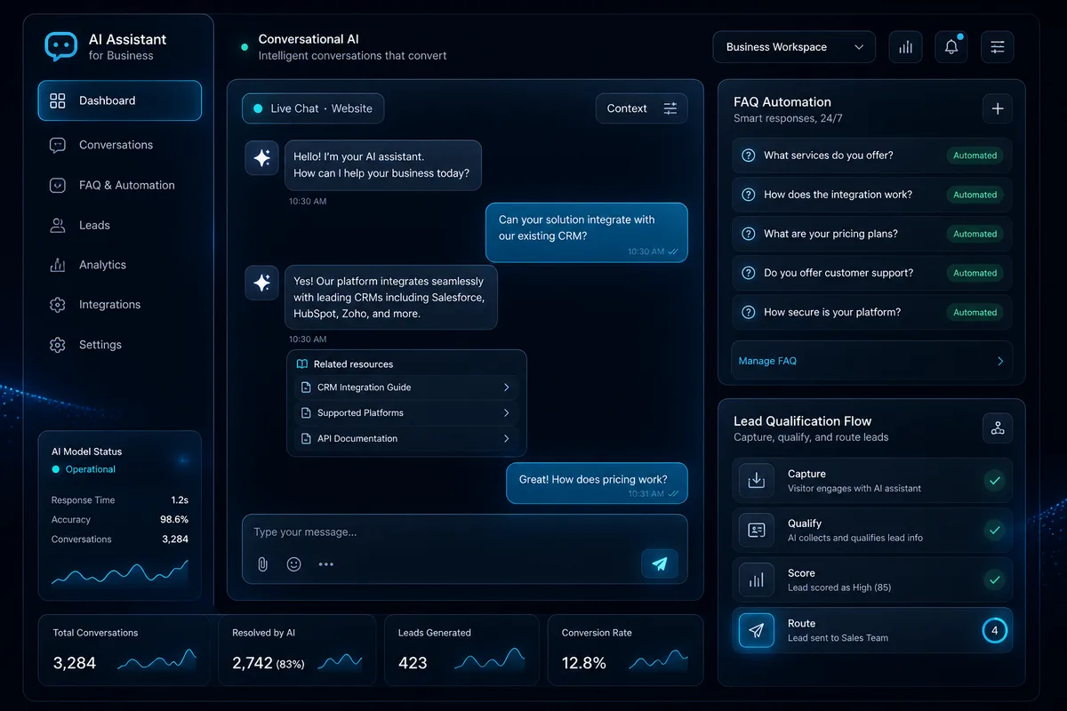 Chatbot AI pentru firme — calificare lead-uri și suport automatizat